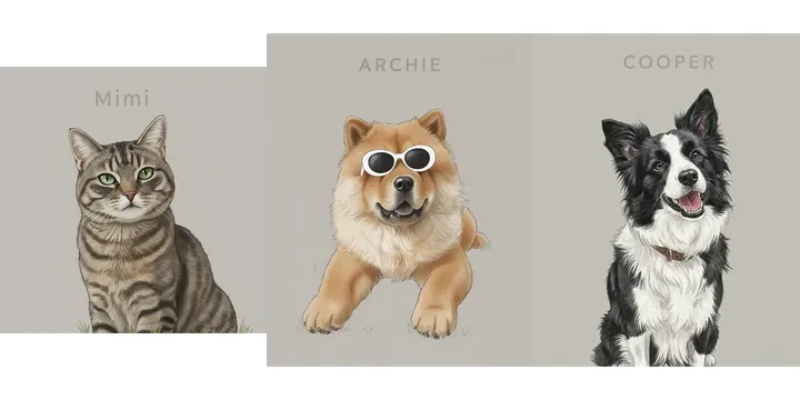 Custom Pet Memorial AI pet portrait style example 6