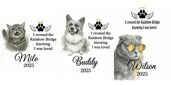 Custom Pet Memorial AI pet portrait style example 4